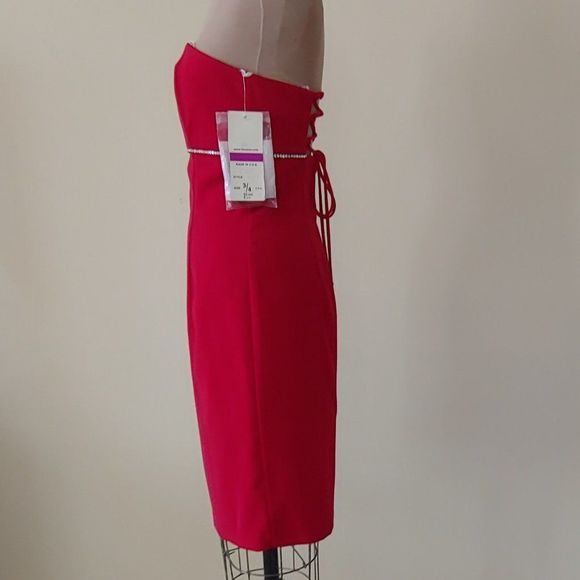 NWT Faviana Red Short Dress Style #4744 - Picture 3 of 4